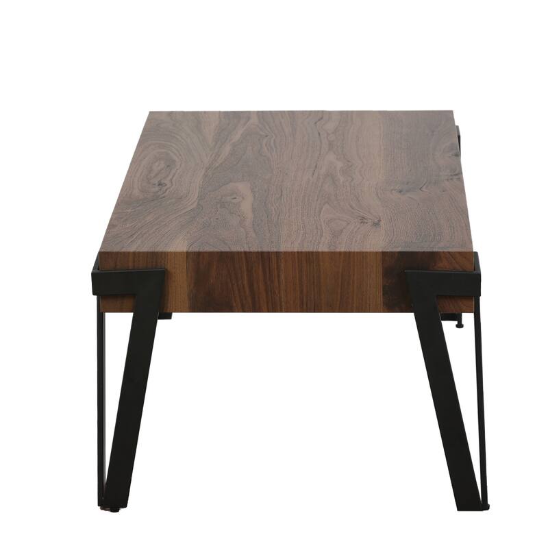 43-inch Industrial Wood and Metal Coffee Table - 17" H x 43.38" W x 24.5" D