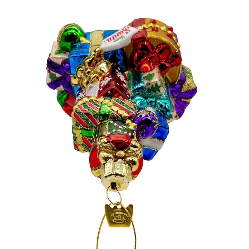 Kurt Adler 4.5-Inch Bellissimo Glass Stacked Presents Ornament