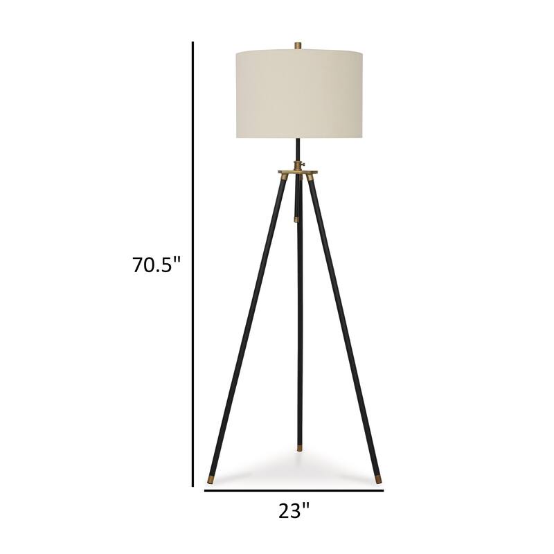 Egan 71 Inch Floor Lamp, White Drum Shade and Classic Tripod Metal Base