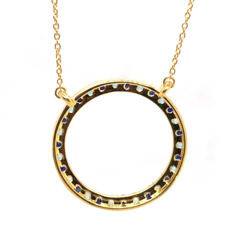 18k Yellow Gold Over Sterling Silver, Blue Sapphire Gemstone Necklaces
