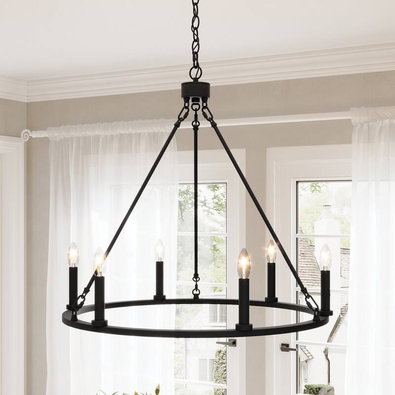 Acroma 6-light Farmhouse Rustic Round Wagon Wheel Chandelier with UL - 23''