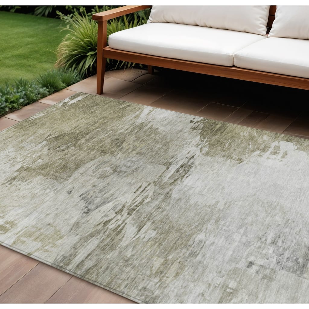 HomeRoots Abstract Transitional Rectangle Outdoor Rug