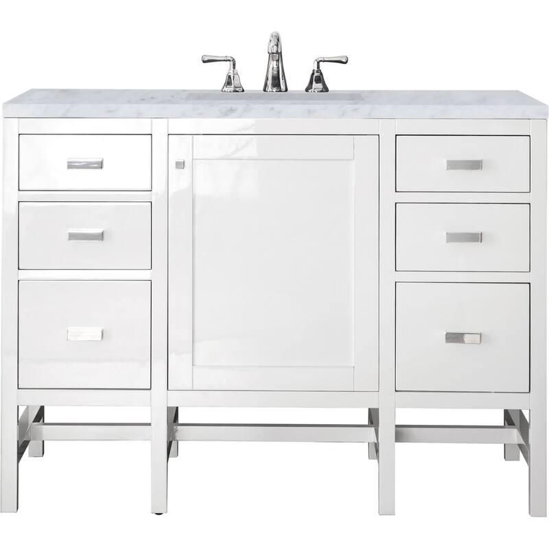 James Martin Vanities Addison 48" Single Basin Hardwood Vanity Set - Glossy White