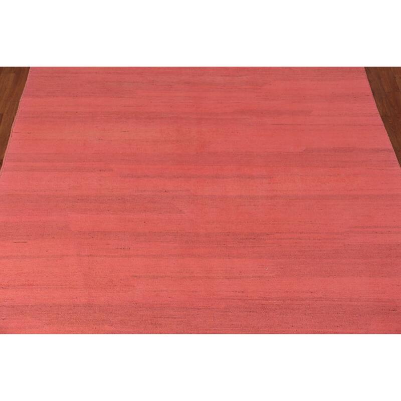 Modern Gabbeh Oriental Area Rug Hand-Knotted Pink Wool Carpet - 6'10" x 9'9"