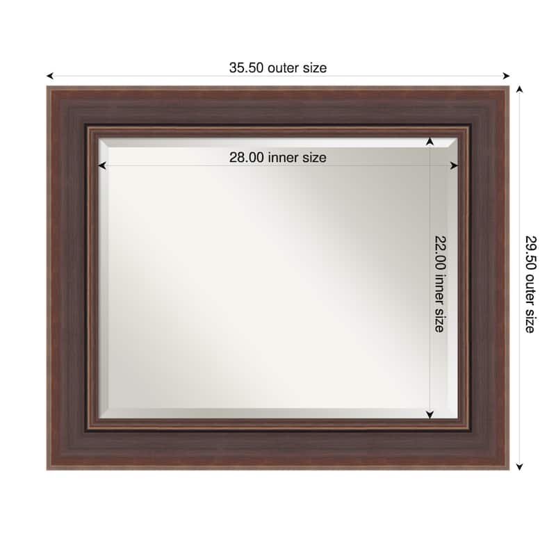 Moab Brown Bronze Beveled Framed Bathroom Vanity Wall Mirror - Moab Brown Bronze - 36 x 30 in