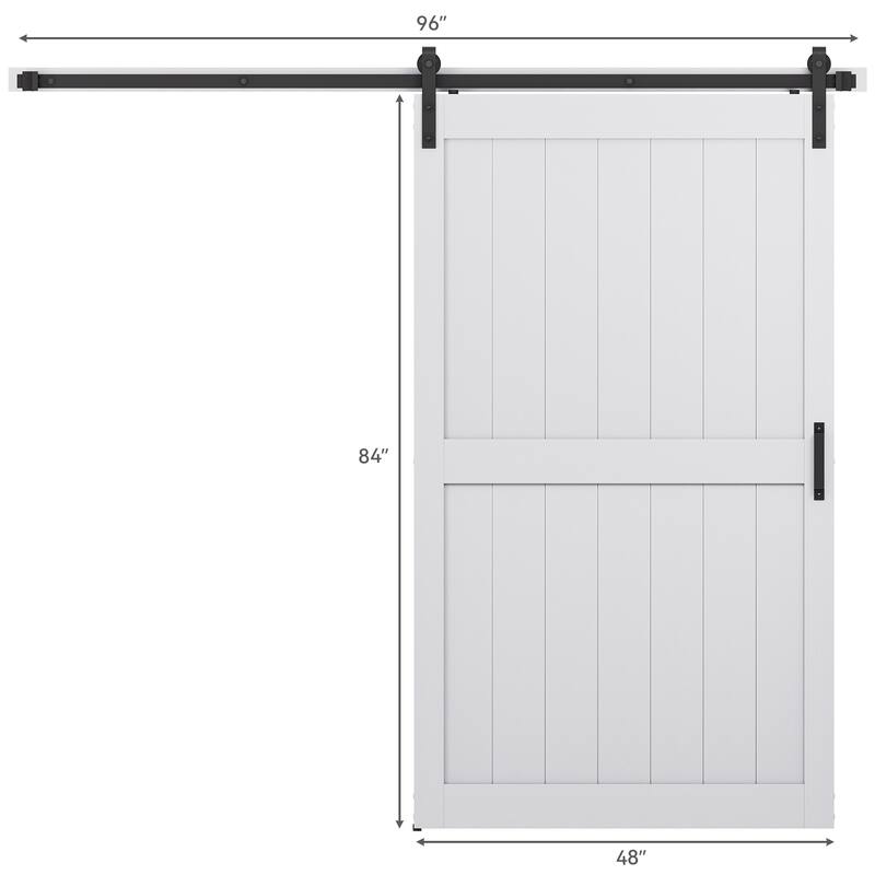 30''/36''/48'' Manufactured Wood PVC Paneled Barn Door with Installation Hardware Kit