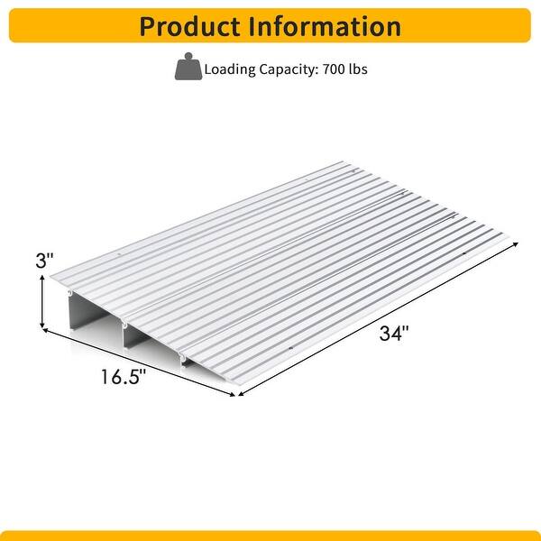 Gymax 3'' Door Threshold Ramp Aluminum Adjustable Rise Entry Ramp for ...