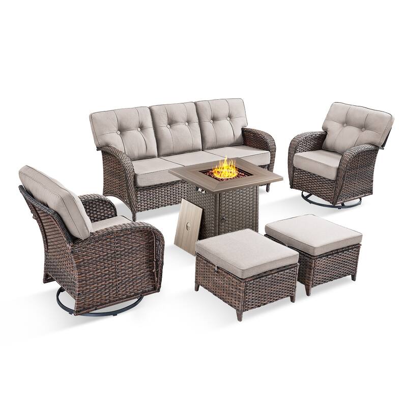 Pocassy Ooutdoor Fire Pit Table with Patio Funiture