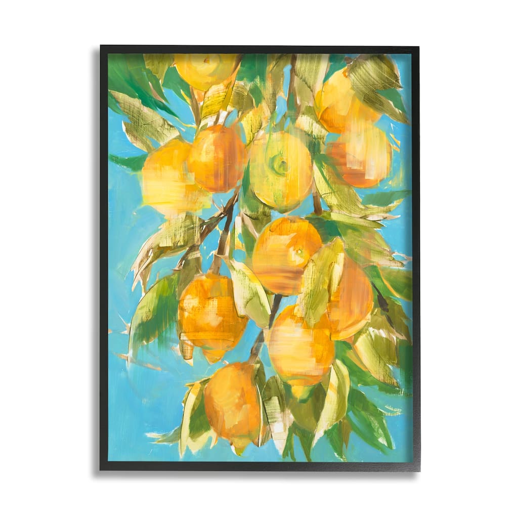 Stupell Ripe Lemon Tree Distortion Yellow Blue Green Framed Wall Art