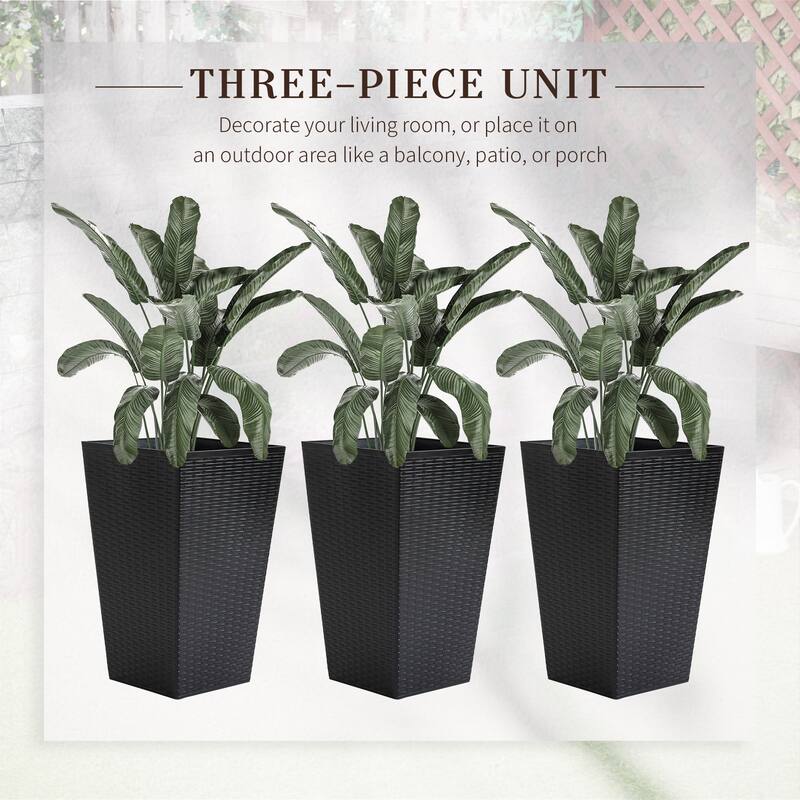 Outsunny Set of 3 Tall Planters with Drainage Hole