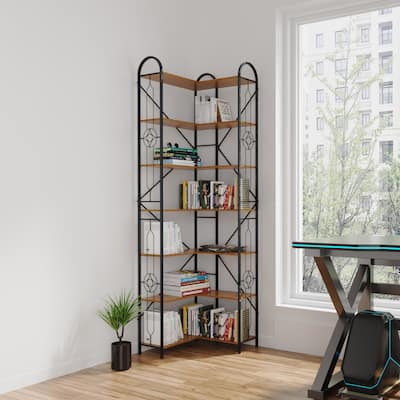 86 "H Modern 7 Shelf Bookcase, High Bookshelves Corner Storage - 7-Shelf
