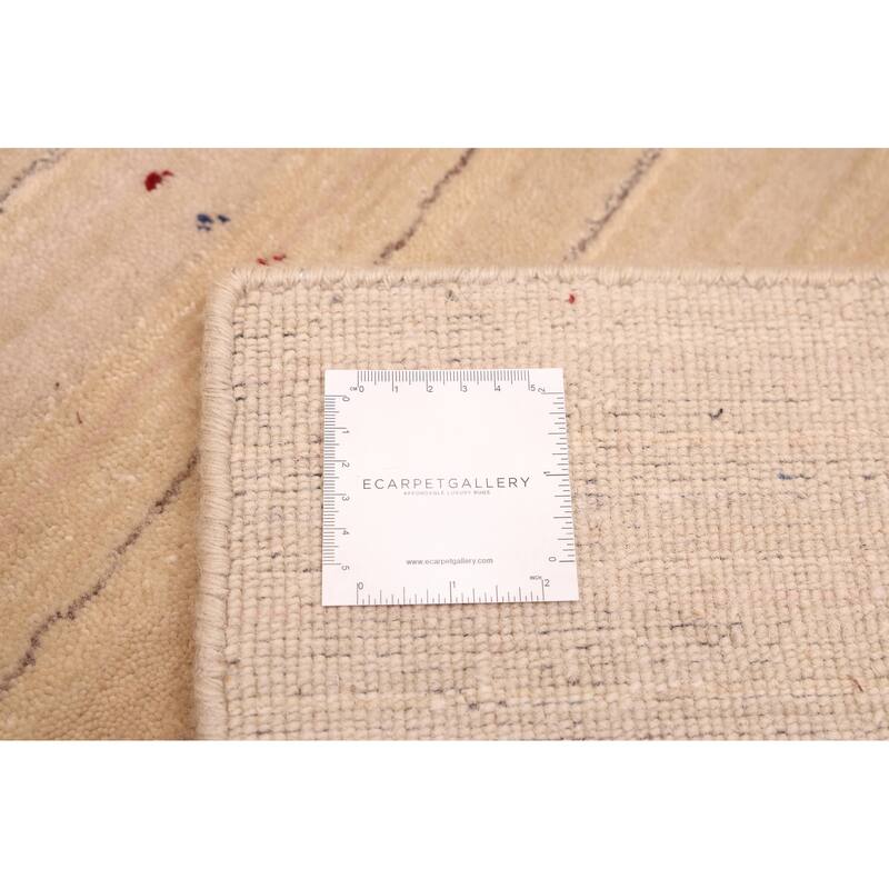 ECARPETGALLERY Hand Loomed Kashkuli Gabbeh Light Khaki Wool Rug - 4'8 x 6'11