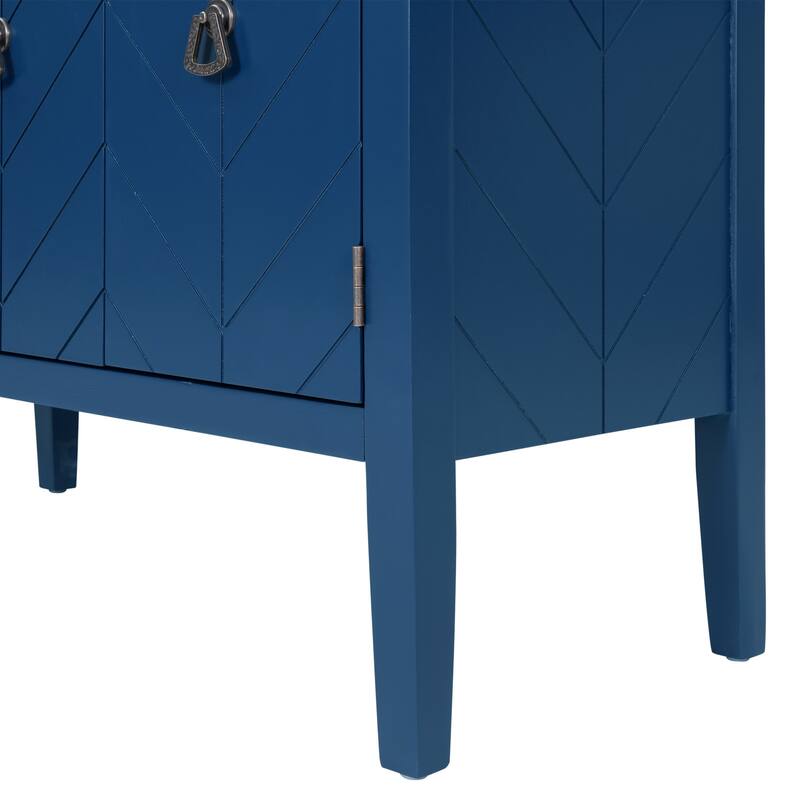 37" MDF Rustic with Adjustable Shelves - Solid Pine Legs & Metal Handles