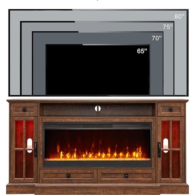 70" Farmhouse Fireplace TV Stand, Entertainment Center, Console Table