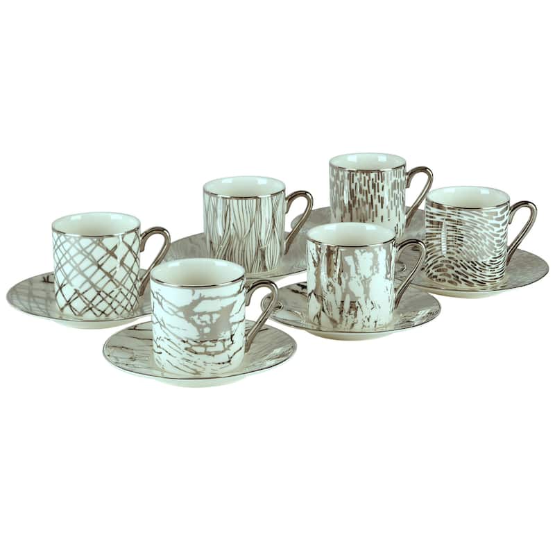 Certified International Matrix Silver Espresso Cup & Saucer