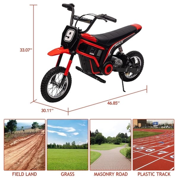dimension image slide 1 of 4, 24V Ride On Motorcycle Dirt Bike for Kid,Number 9