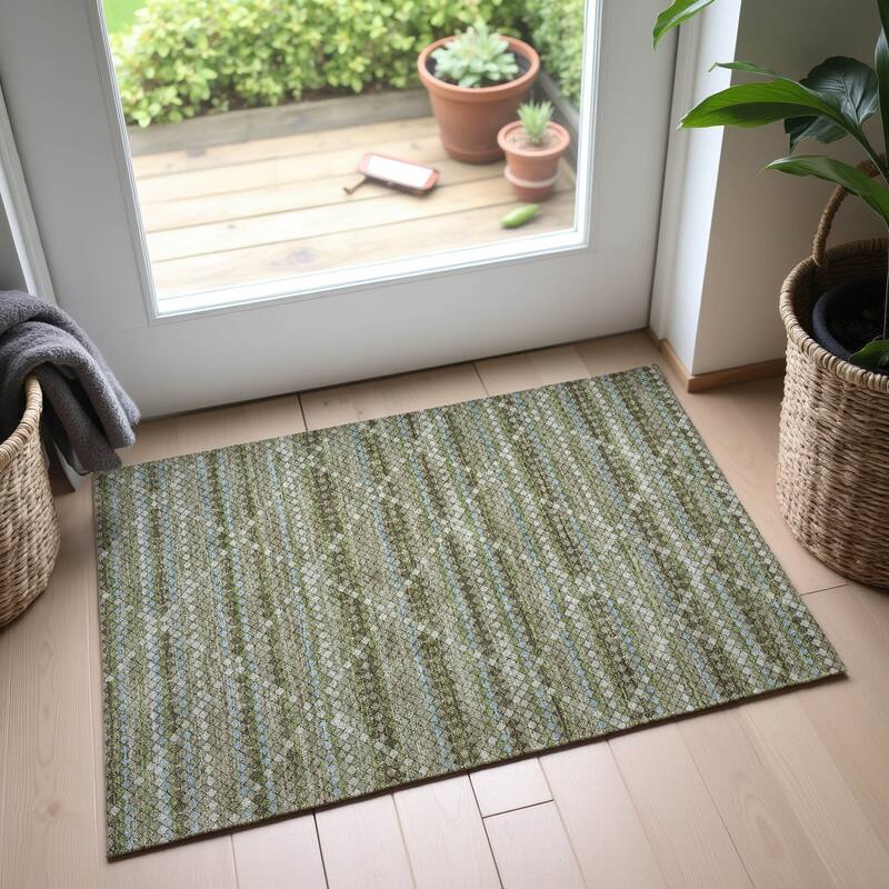 Premium Washable Super Soft Trellis Ombre Mayfield Rug - Aloe - 1'8" x 2'6"