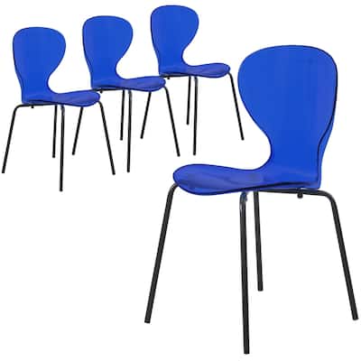 Stackable Plastic Dining Chair Set of 4 Transparent Modern Accent Side Chair for Indoor and Outdoor