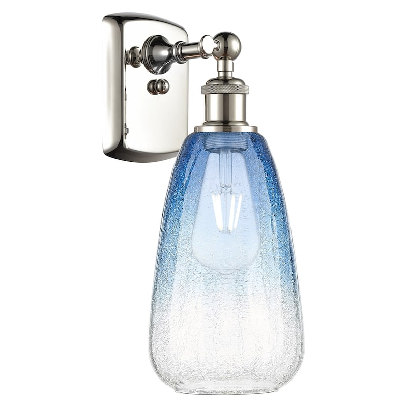 Innovations Lighting 516-1W-14-6 Brookhaven Almond Sconce Brookhaven - Polished Nickel / Sapphire Blue