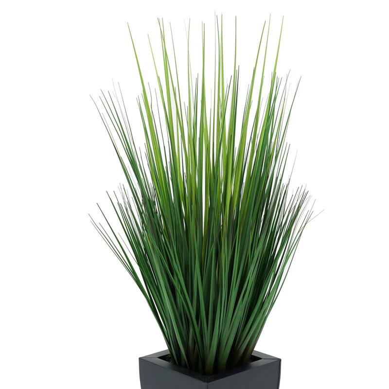 Faux PVC Grass in Square Zinc Planter