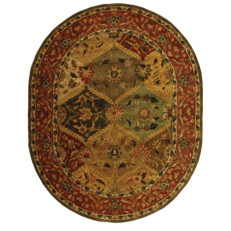 SAFAVIEH Handmade Heritage Roselyne Traditional Oriental Wool Rug - 7'6" x 9'6" Oval - Multi