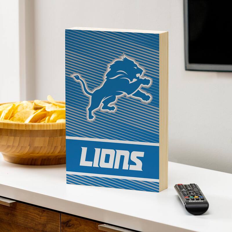 Detroit Lions Wooden Tabletop Mantel Shelf Sign - 8" x 12"