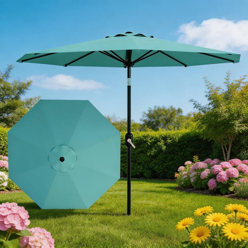 10ft Outdoor Patio Umbrella, with Crank Lift & Push Button Tilt, UV Protection Waterproof