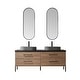 preview thumbnail 50 of 79, Trento Bath Vanity with Sintered Stone Top with Concrete Sink (O) 72 in. - North American Oak-With Mirror
