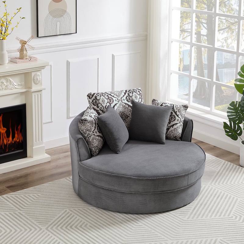 GDFStudio Harrison Swivel Accent Barrel Chair for Relaxed Living