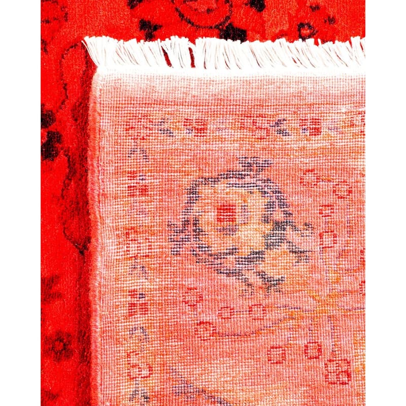 Overton Hand Knotted Wool Vintage Inspired Modern Contemporary Overdyed Pink Area Rug - 3' 4" x 5' 6"