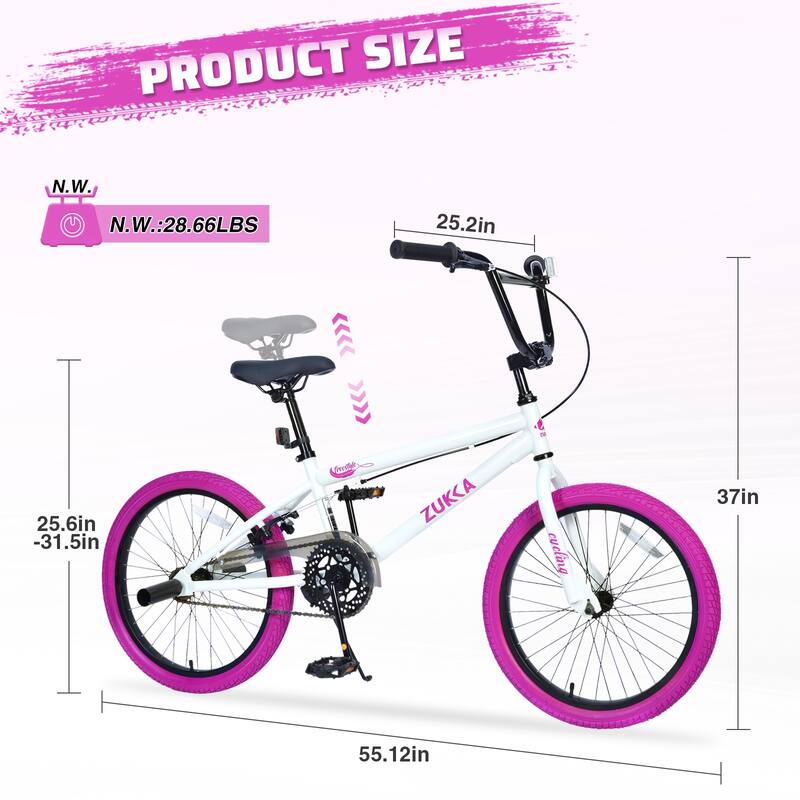 Freestyle Kids Bike 20 Inch Single Speed Children's Bicycle for Boys Girls Age 7+ Years