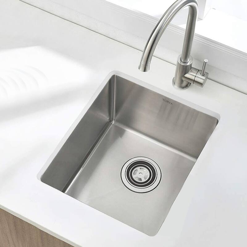 15 x 17 x 9 Kitchen Sink, 16 Gauge Stainless Steel Single Bowl Undermount Bar - Silver