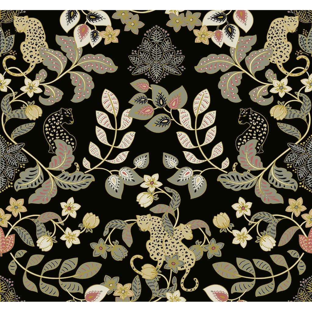 Scott Living Getty Black Jungle Damask Wallpaper