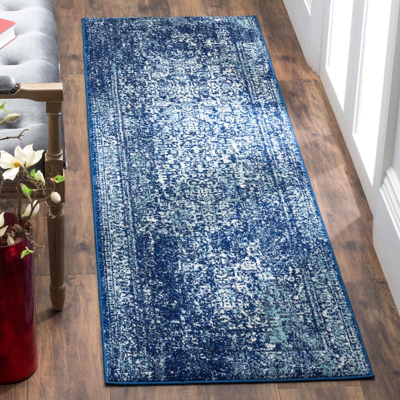 SAFAVIEH Evoke Quinn Vintage Distressed Rug - 2'2" x 11' Runner - Navy/Ivory - Runner