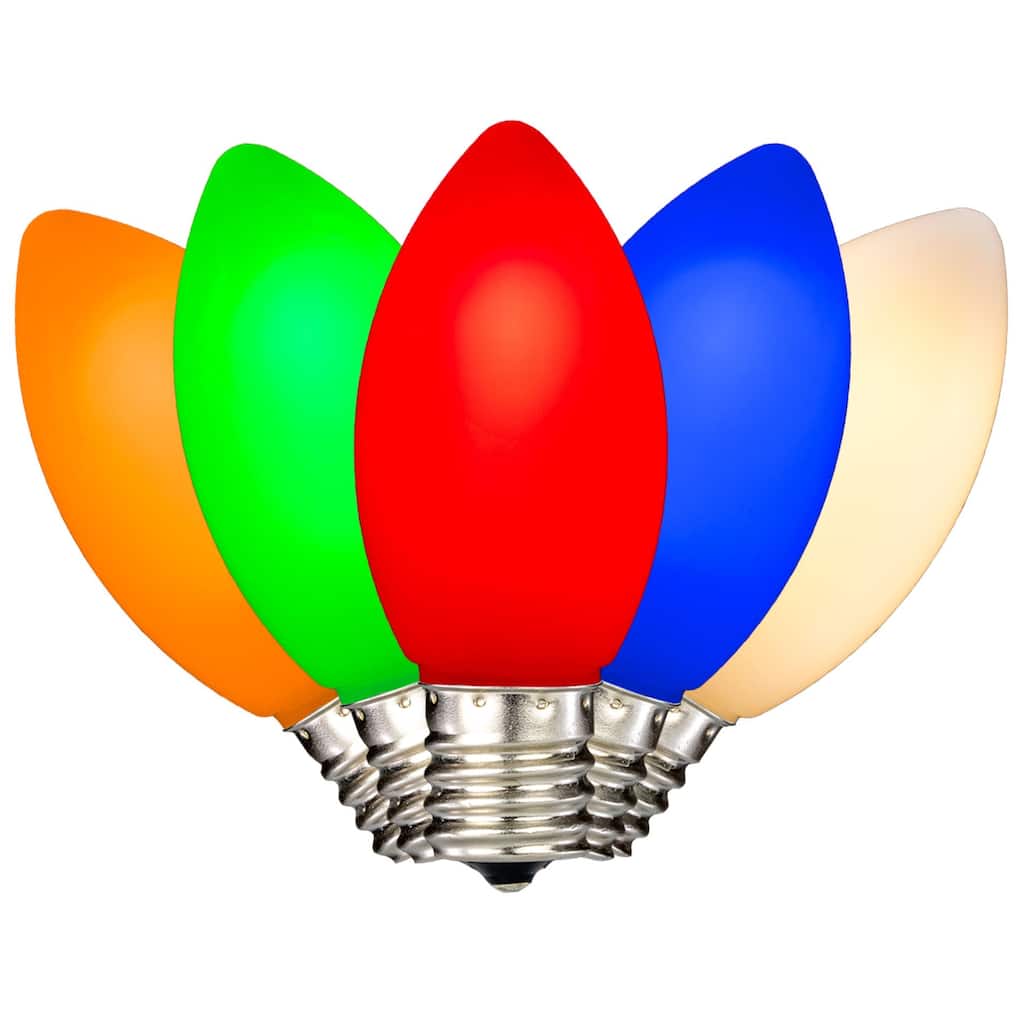 25 Pack C9 LED Outdoor Christmas Replacement Bulbs, Multi, C9/E17 Base