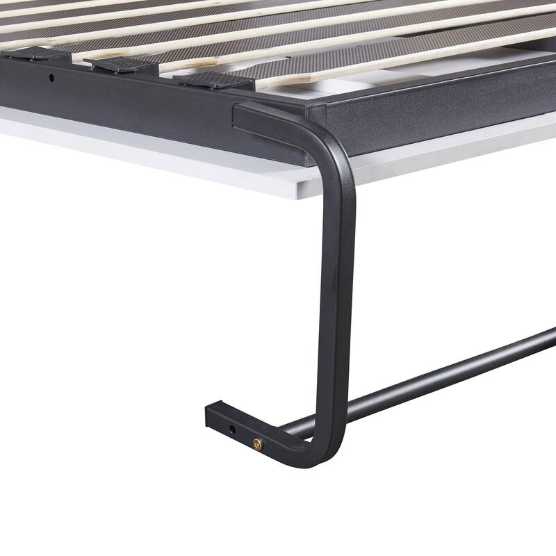 Full Size Wall Bed with Cabinet, White - Space-Saving Murphy Bed for Multi-Use Rooms