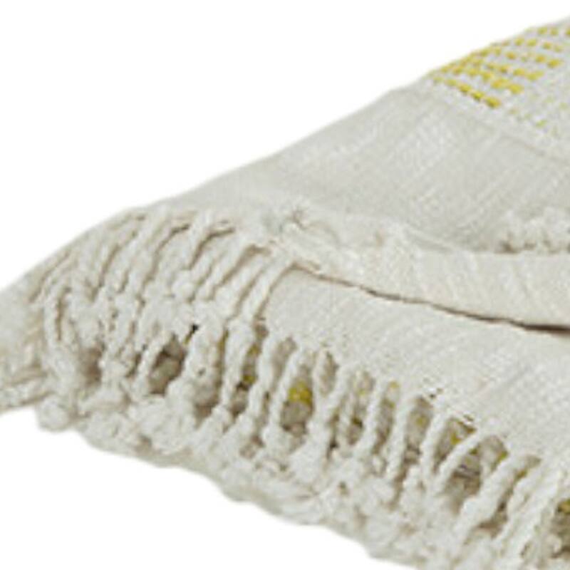 HomeRoots Yellow Woven Cotton Throw Blanket