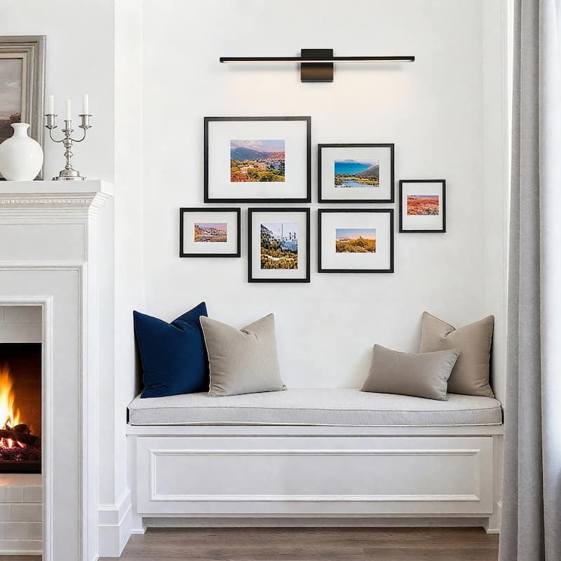 Modern LED Black Bathroom Vanity Light Dimmable Art Picture Wall Sconce - W27.6"xD3.9"xH4 .7"