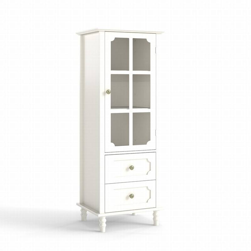 Modern 52.36" Wooden Buffet Cabinet with Glass Doors and Double Drawer for Living room, Dining Room Hallway Entryway