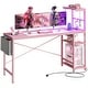 preview thumbnail 21 of 54, 61" Gaming Desk Computer Desk with LED Lights Storage Shelves and Side Bag Home Office Desk