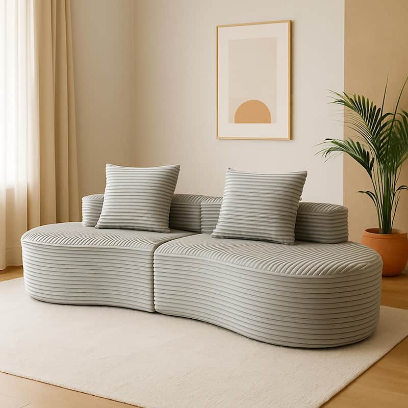 Moon Bay Lounge Couch Curved Sectional Sofa Corduroy Compressed Sofa