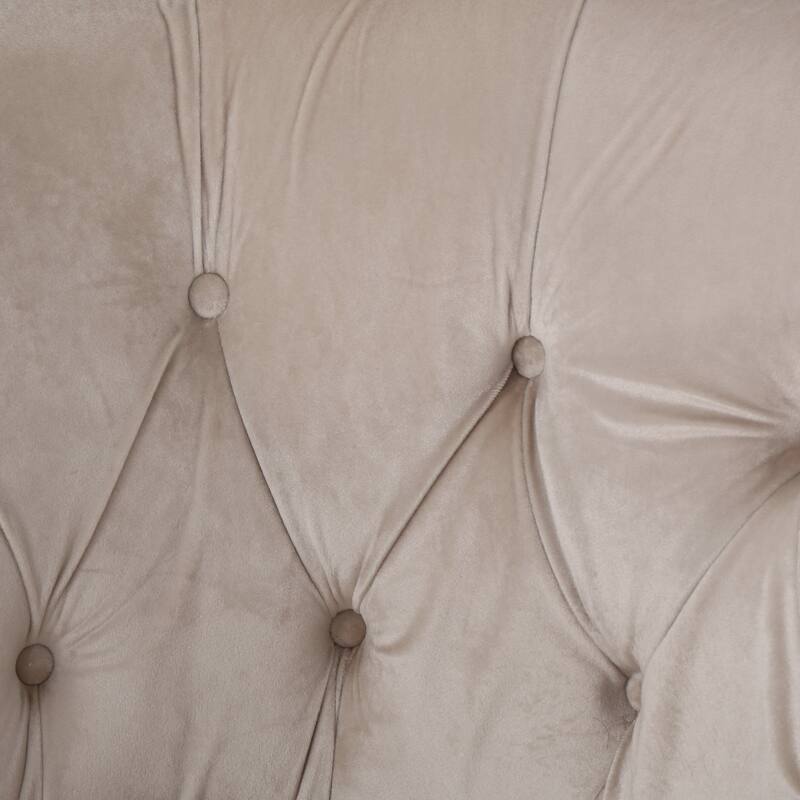 Modern 32.75" Velvet Button Tufted Club Chair with Turned Birch Wood Legs and Nailheads