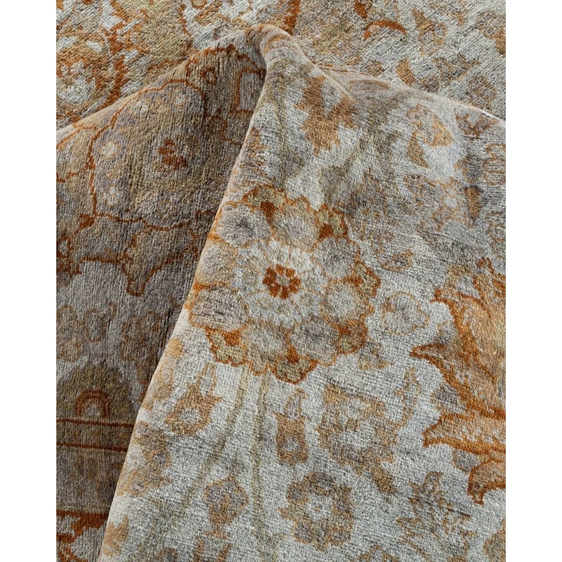 Overton Hand Knotted Wool Vintage Inspired Modern Contemporary Overdyed Gray Area Rug - 6' 2" x 12' 0"