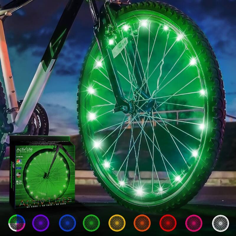 Activ Life LED Bike Wheel Lights (1 Tire, Green), Brighter & Visible from All Angles, Fun for Safety & Style