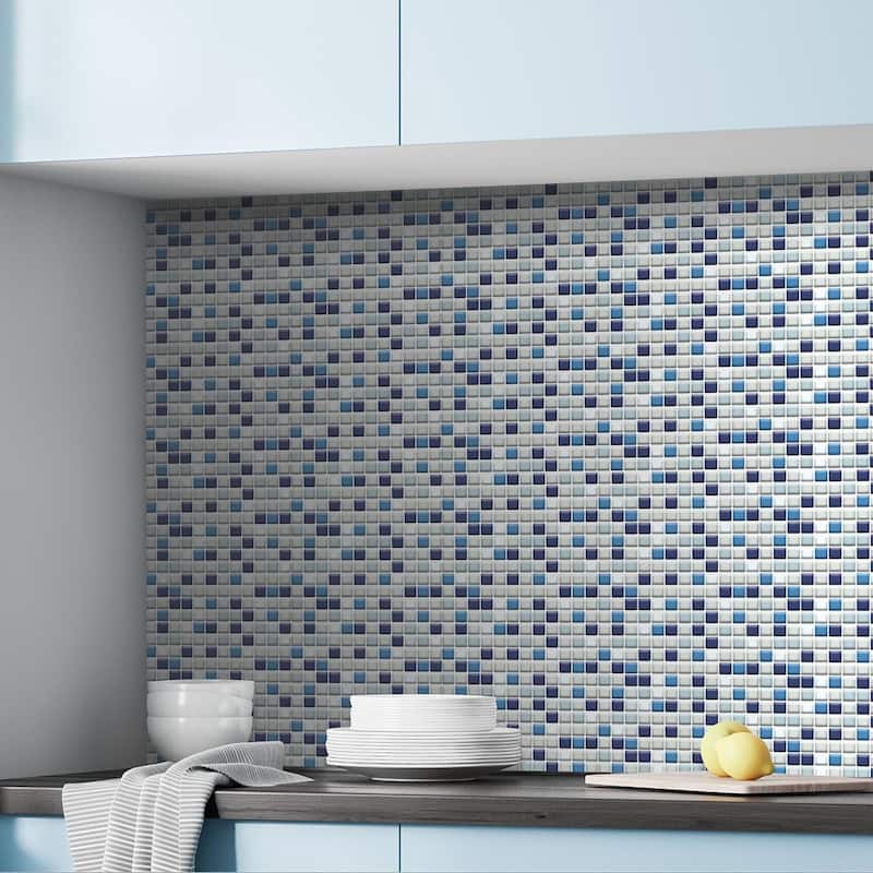 Walplus Small Square Mosaic Tile Sticker Kitchen Peel and Stick Backsplash Bathroom Decor