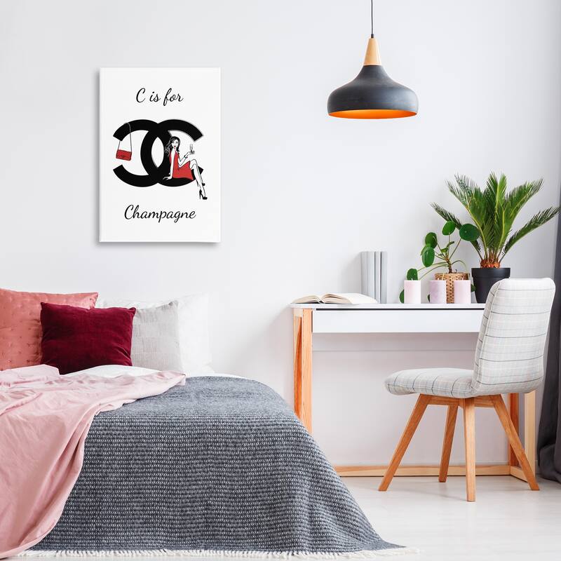 Stupell Glam C Is For Champagne Canvas Wall Art Design By Martina Pavlova