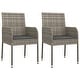 preview thumbnail 70 of 91, vidaXL 3 Piece Patio Dining Set with Cushions Black Poly Rattan - 18.9" x 21.7" x 34.6"
