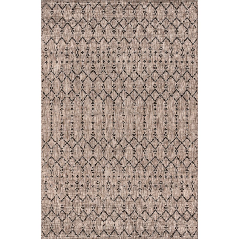 JONATHAN Y Trebol Moroccan Geometric Textured Weave Indoor/Outdoor Area Rug - 5 X 8 - Natural/Black