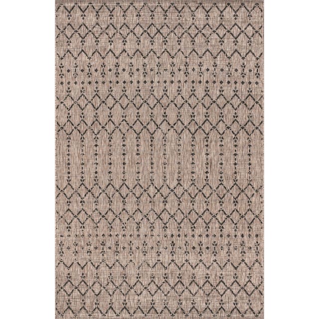 JONATHAN Y Trebol Moroccan Geometric Textured Weave Indoor/Outdoor Area Rug - 3 X 5 - Natural/Black