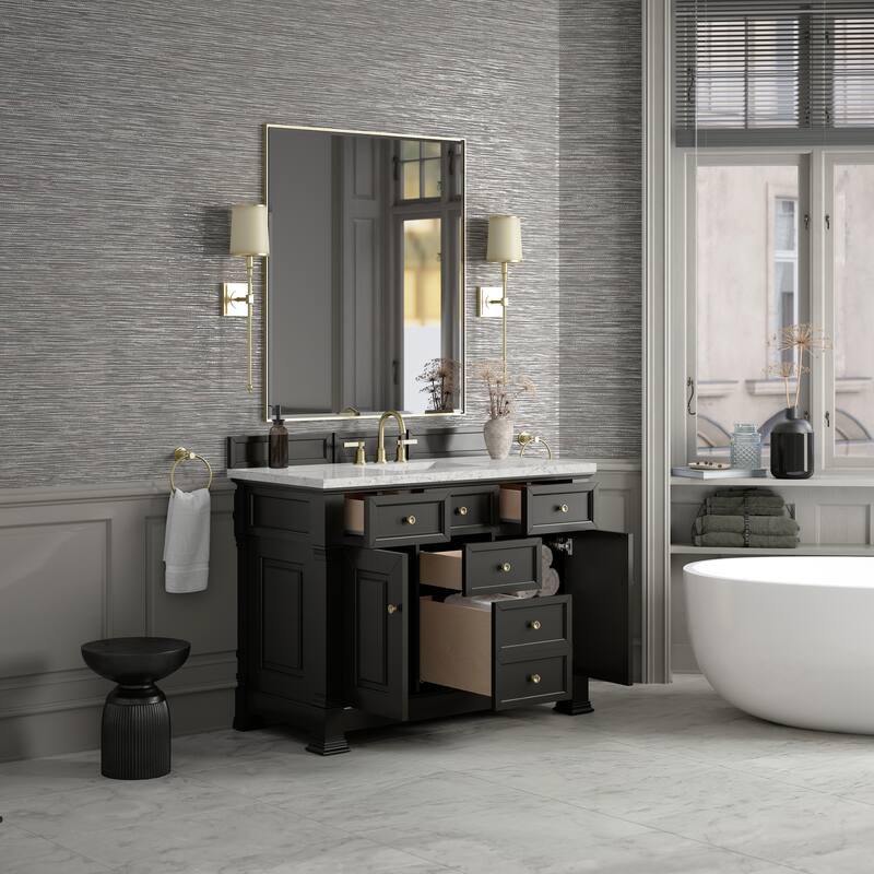 Brookfield 48" Single Vanity, Black Onyx w/FreePower Wireless Charger